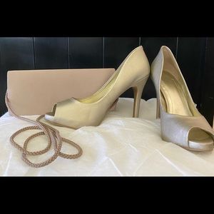 Gold shoes and cocktails purse